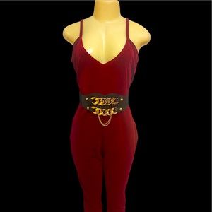 👑👑SALE👑👑 Red Velvet Unitard Pant suit